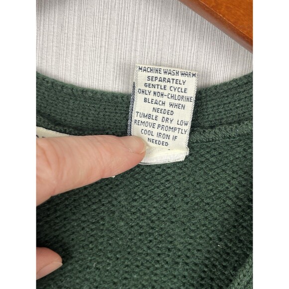 Vintage Preppy Old Money Green Cable Knit Sweater Vest Gold Buttons Small - Picture 5 of 9